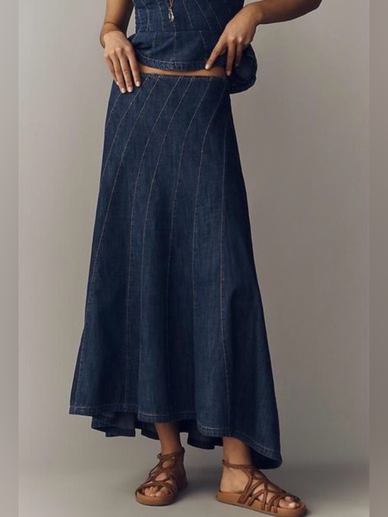 Anthropologie Dresses & Skirts - Anthropologie Swirled Denim Maxi Skirt 10 NWT